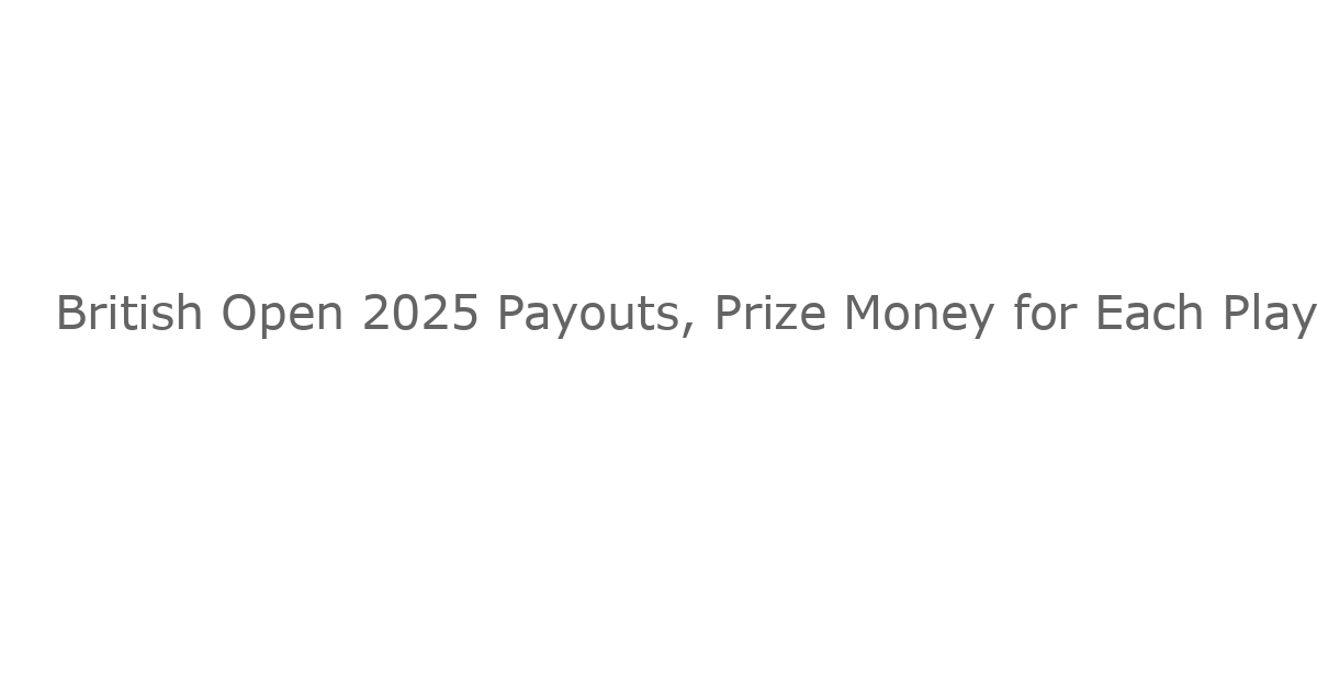 British Open 2025 Payouts, Prize Money for Each Player in Ireland